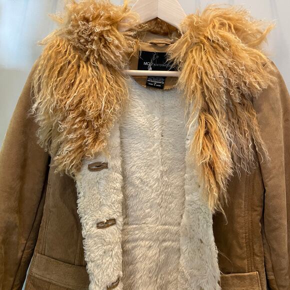 MODA International Vintage Suede Mongolian Fur Jacket Y2K Coat, XS, Excellent! - Picture 3 of 16
